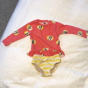 Tea collection pink fish two piece bathing suit, size 12-18 months